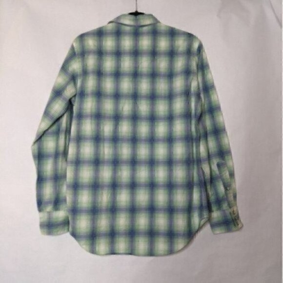 Vintage Polo Ralph Lauren Mens Pearl Snap Button Western Shirt Small Blue Green - Picture 5 of 6